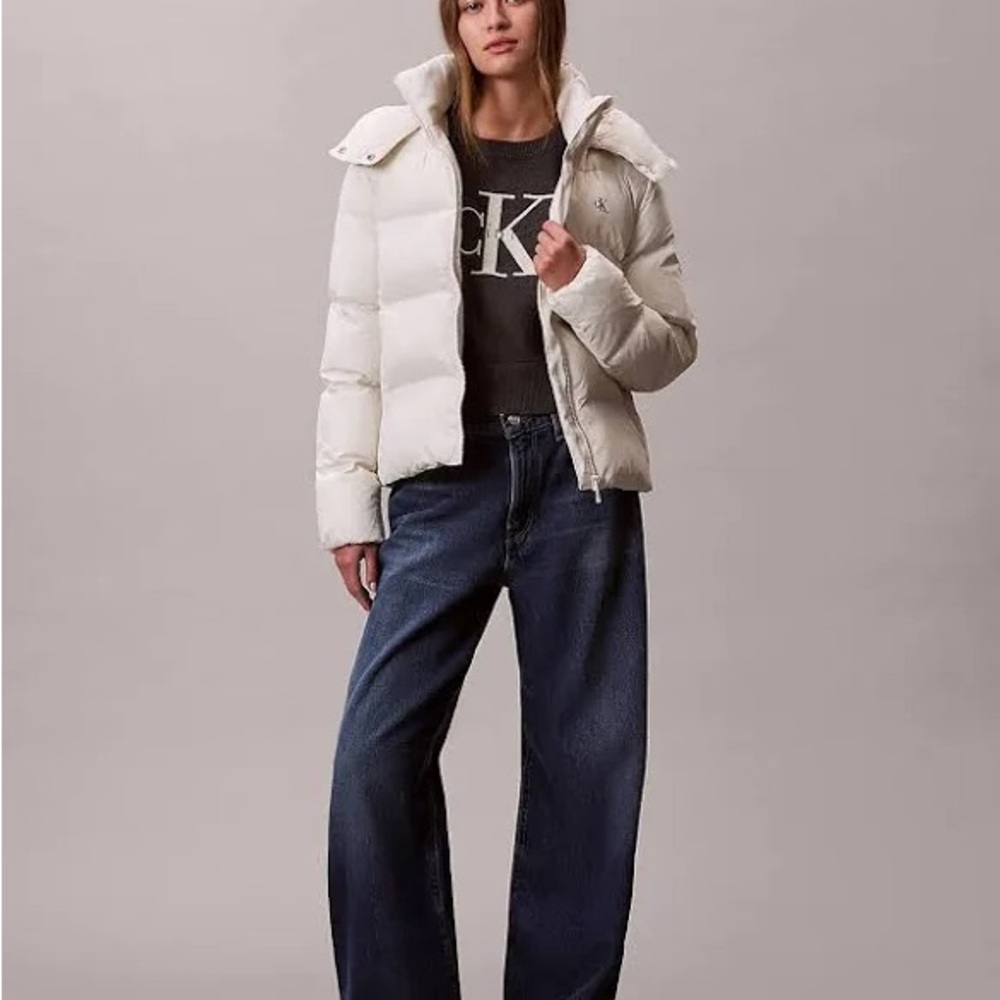 Women's Calvin Klein Packable Off White Puff Jacket Size M NWOT